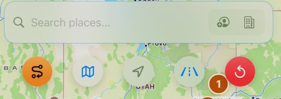 The search bar and the row of map control buttons